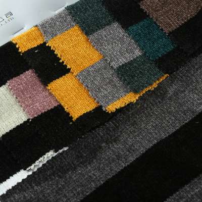 2019 pattern multi colors  two colors yarn dyes stripe polyester chenille fabric for winter cloth